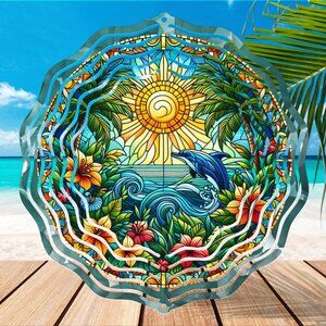 WIND SPINNER | OCEAN VIEW-DOLPHINS-| 8 IN SUBLIMATION WIND SPINNER